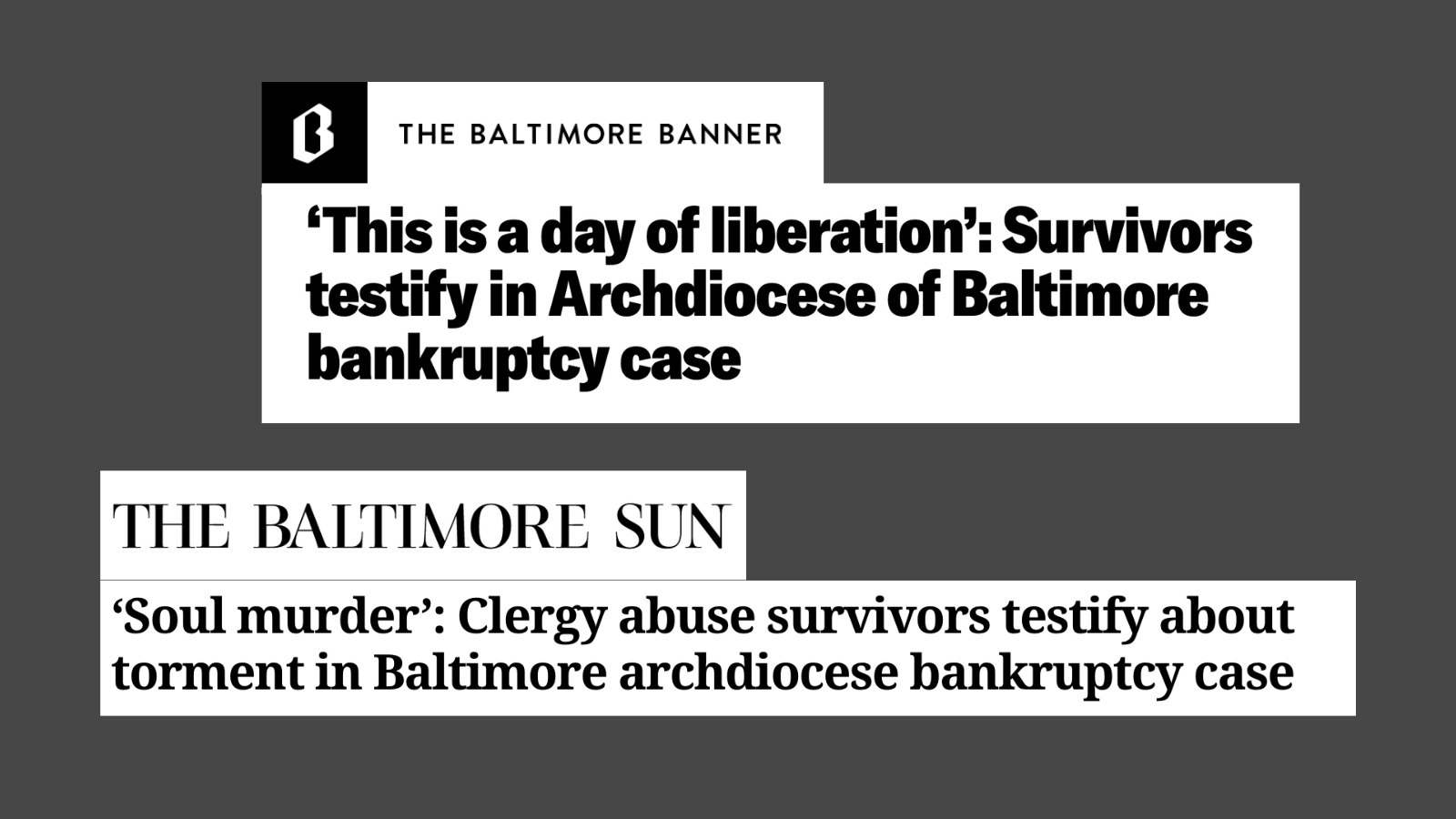 Survivors of clergy sexual abuse, including BGL client Thomas Carney, courageously testify in Archdiocese of Baltimore bankruptcy case. Another BGL client, Paul Jan Zdunek, introduced the speakers. – Technologist