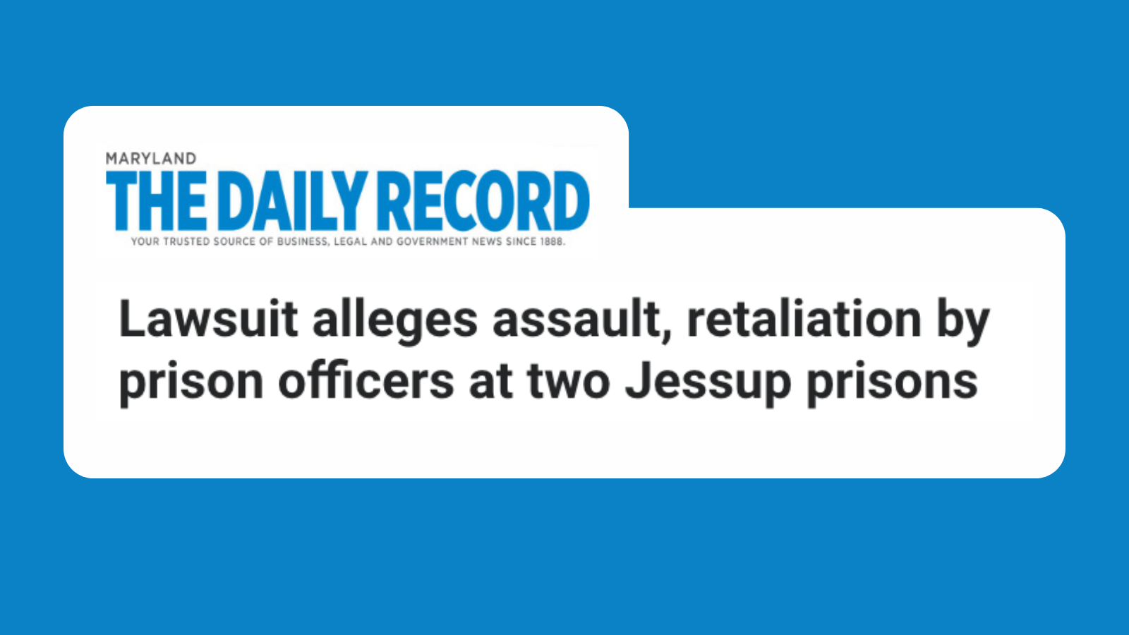 Attorney Monica Basche quoted in recent The Daily Record article about a lawsuit she filed on behalf of a Maryland inmate who was brutally beaten by correctional officers. – Technologist