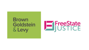 Logos of Brown Goldstein & Levy and FreeState Justice.