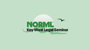 Logo for NORML Key West Legal Seminar - the words are superimposed over a simple graphic of a sun, wave and bird.